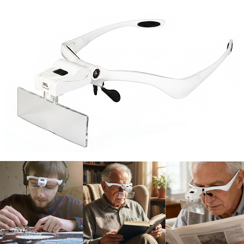LED Hoofdmagnifier met 2 LED-lampjes Handsfree Hoofdband Vergrootglas Verlicht Vergrootglas voor Horlogereparatie Lezen