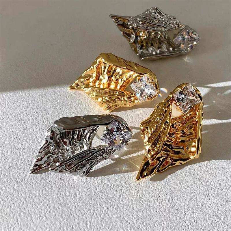 Advanced Irregular Tin Paper Texture Earrings 2024 New Korean Style Trendy Earrings and Earrings