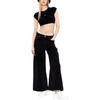 Calvin Klein Logo Print Back Hollow Round Neck Short Sleeve Knit Women T-Shirts Black J20J220709-BEH