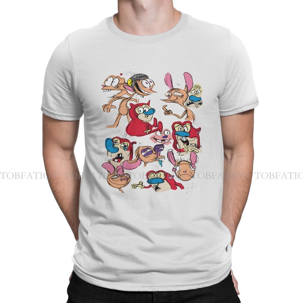 ZX Show The Ren  Stimpy Show Anime Men T Shirt Cotton Fashion ONeck TShirt Harajuku Streetwear