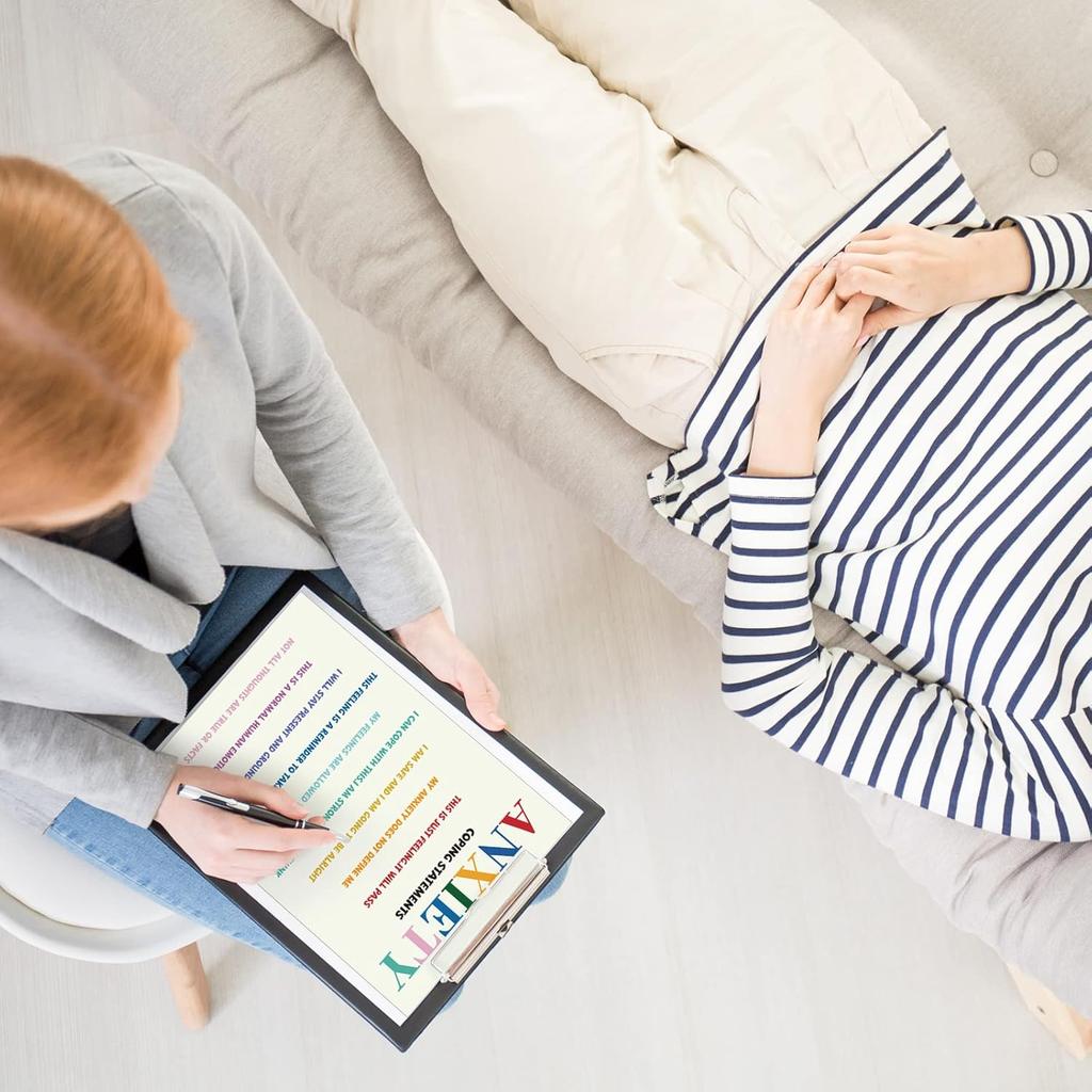 6 Pcs Mental Health Coping Skills Posters - Feeling Color Wheel Educational Emotions Therapy Wall Art for Classroom, School, Office, Pediatric