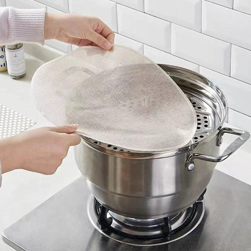 5Pcs 28CM Pure Cotton Steamer Cloth Household Drawer Cloth Steamed Rice And Bun Mat Round Cotton Gauze Kitchen Steamer