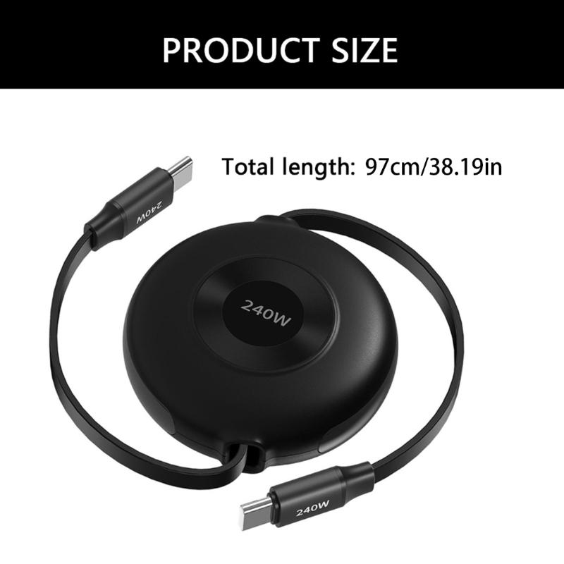 High Power 240W USB C To C Cord Retractable for Phone Game Controller Quick Charging Syncing Efficient Data Transmission