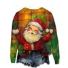 Damen Weihnachtlich bedrucktes lässiges langärmeliges Rundhals Sport-Hoodie-Top