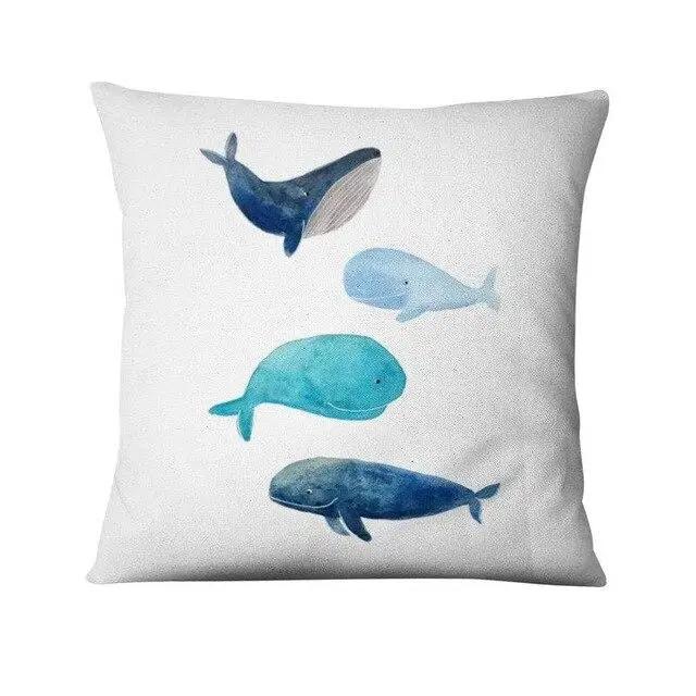 Cartoon Wal Bedruckter Kissenbezug Nordisch Marine Kissen Dekoratives Wohndekor Sofa Überwurf Dekoration
