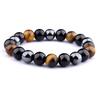 Men'S Stylish Natural Stone Bracelet Vintage Crown Symbol Of Power Hematite Beads Gift For Friends Natural Tiger Eye Beads