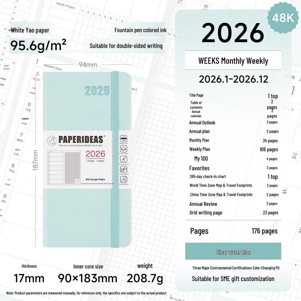 2026 Portable Weekly Planner: Leather-Covered Diary & Time Management Book