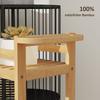 Serving Cart, 3 Tiers, Slatted Shelves, Fall Protection, Bamboo, 55 x 20 x 75 cm