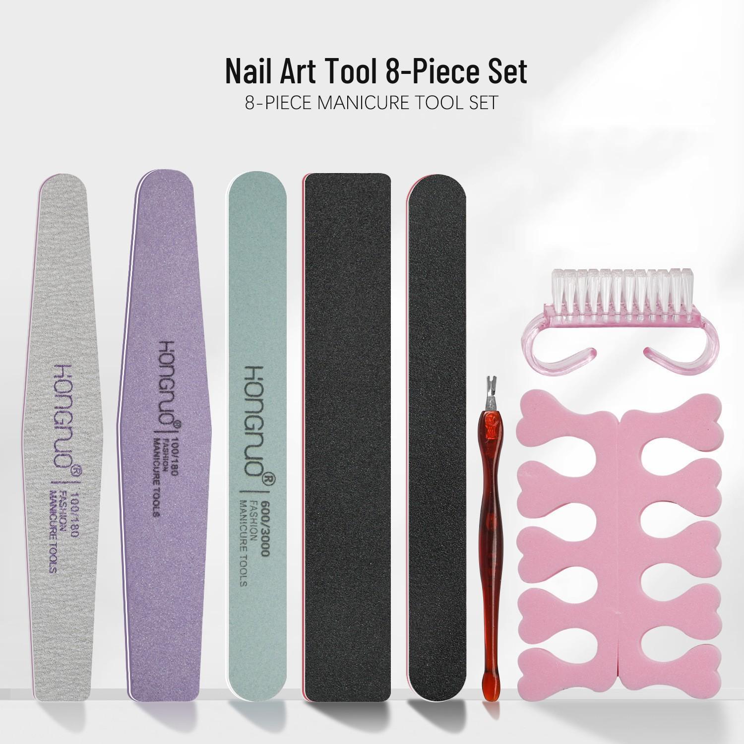 7-Piece Nail Art Manicure Set: Double-Sided Nail File Buffer and Sanding Sponge