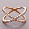 Trendy Cubic Zirconia Geometric Rings For Women Men X Shape Copper Ring Party Everyday Jewelry
