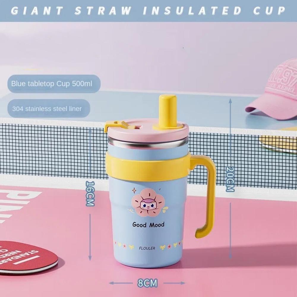 Double Drink Vacuum Cup Large Capacity Cold Water Mug Portable Suction Tube Cup  Drinkware
