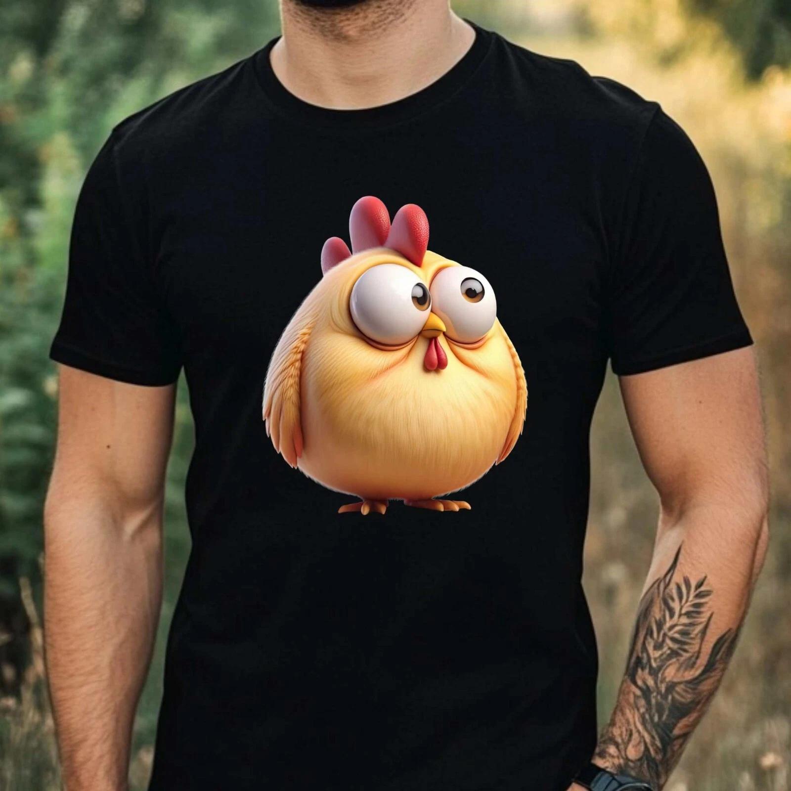 T-Shirt Herren Lustiges Huhn Motiv Baumwolle Größe XS bis 5XL XL