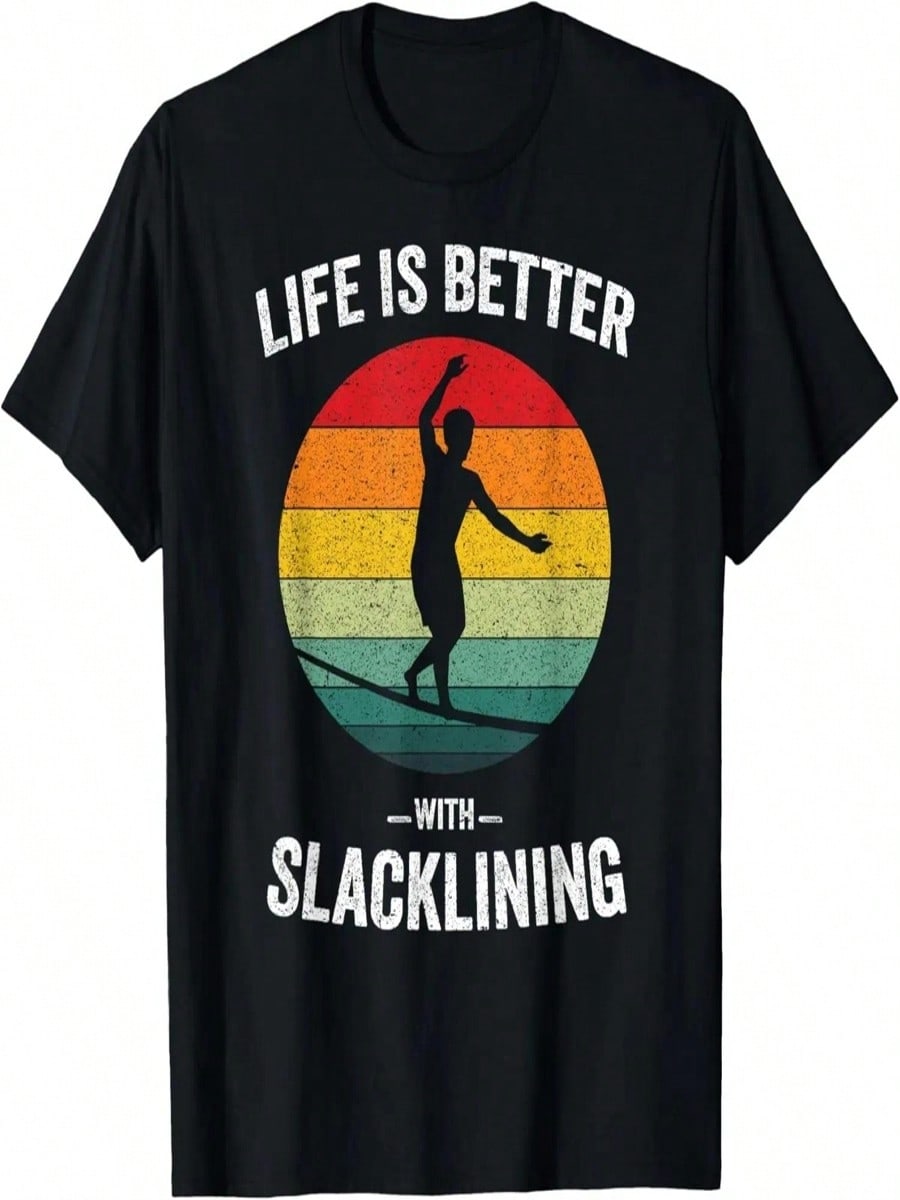 Life Is Better With Slacklining Vintage Slackline Slack Line T-Shirt S разноцветный