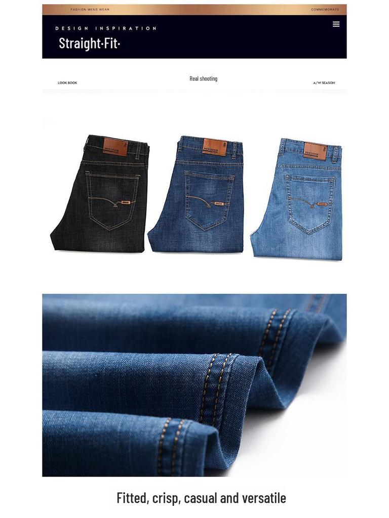 Herren Trendige Straight Stretch Jeans mit mittlerer Bundhöhe - Jugendlicher & Mittelalterlicher Stil