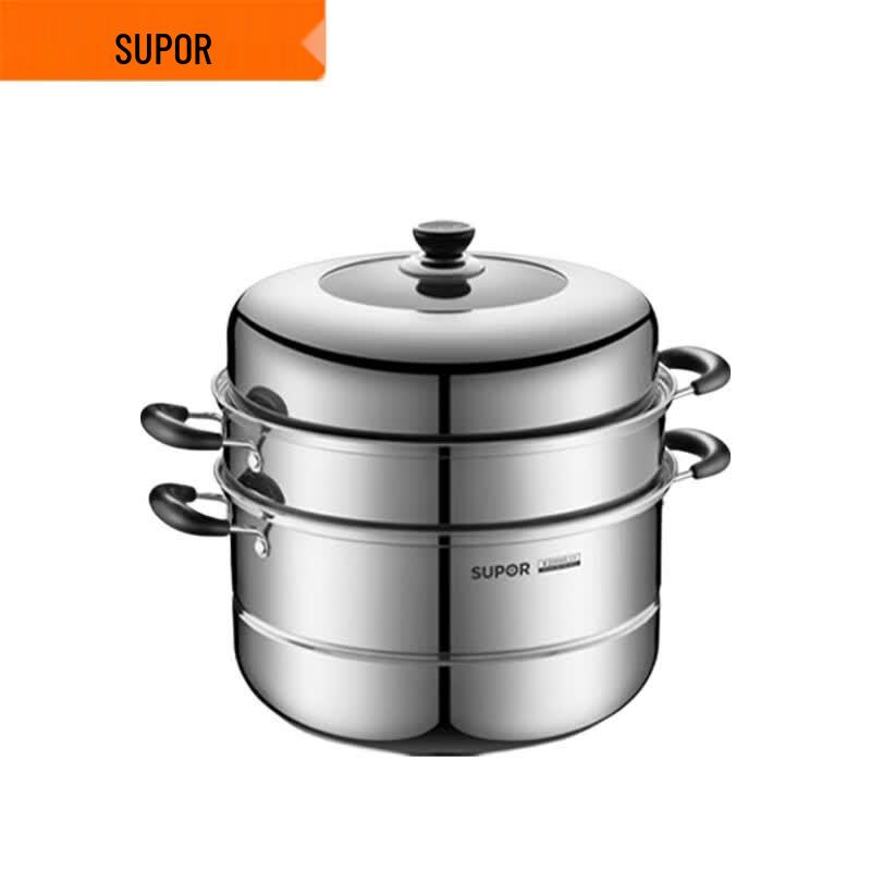 SUPOR 28cm Double Layer 304 Stainless Steel Steamer Pot