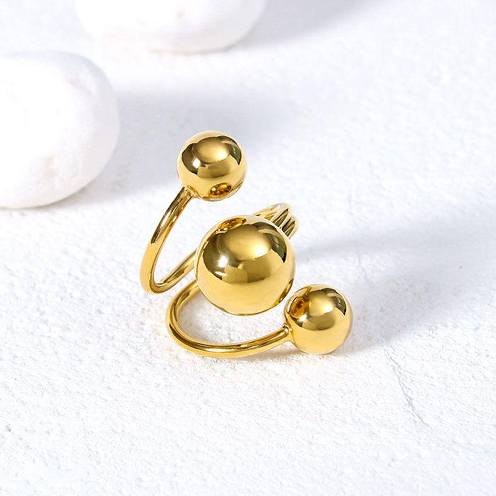 Silver Gold Color Triple Big Ball Large Jewelry Thumb Ring Finger Ring Fashion Accessories