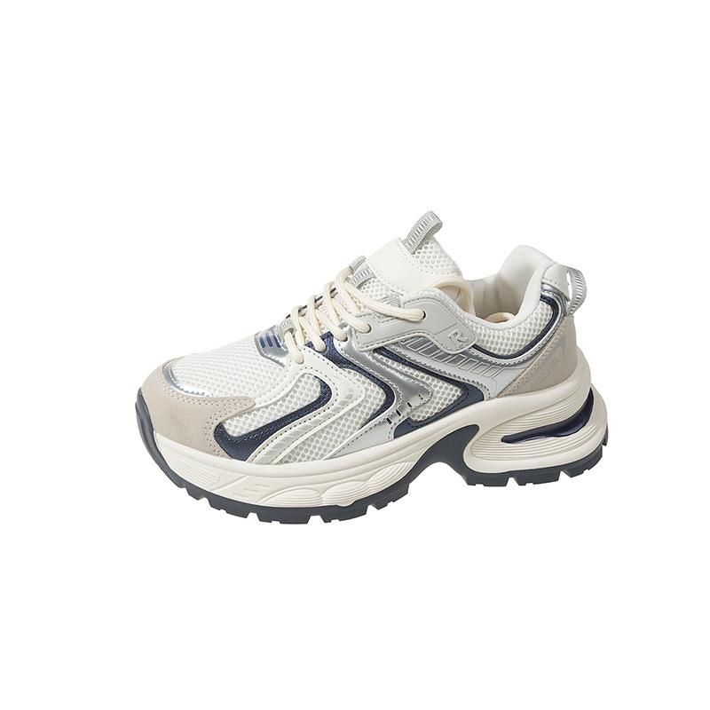 2024 Spring Thick Sole Elevated Sports Shoes Women's Retro Dad Shoes Breathable Casual Shoes Sneakers