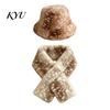 Cute Aesthetic Winter Hat Women Spotted Deer Hat, Faux Fur Bucket Scarf, Girlfriend Present Soft Cozy Furry Fisherman for Girls, Autumn Accessory