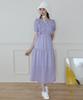 Keulleiseu Smoking Frill Short Sleeve Long Dress_Purple
