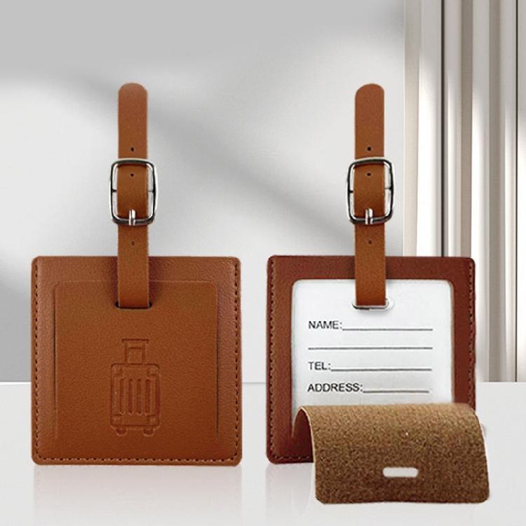 Suitcase Square Label PU Leather Labels School Bag Name Card for Trip Security