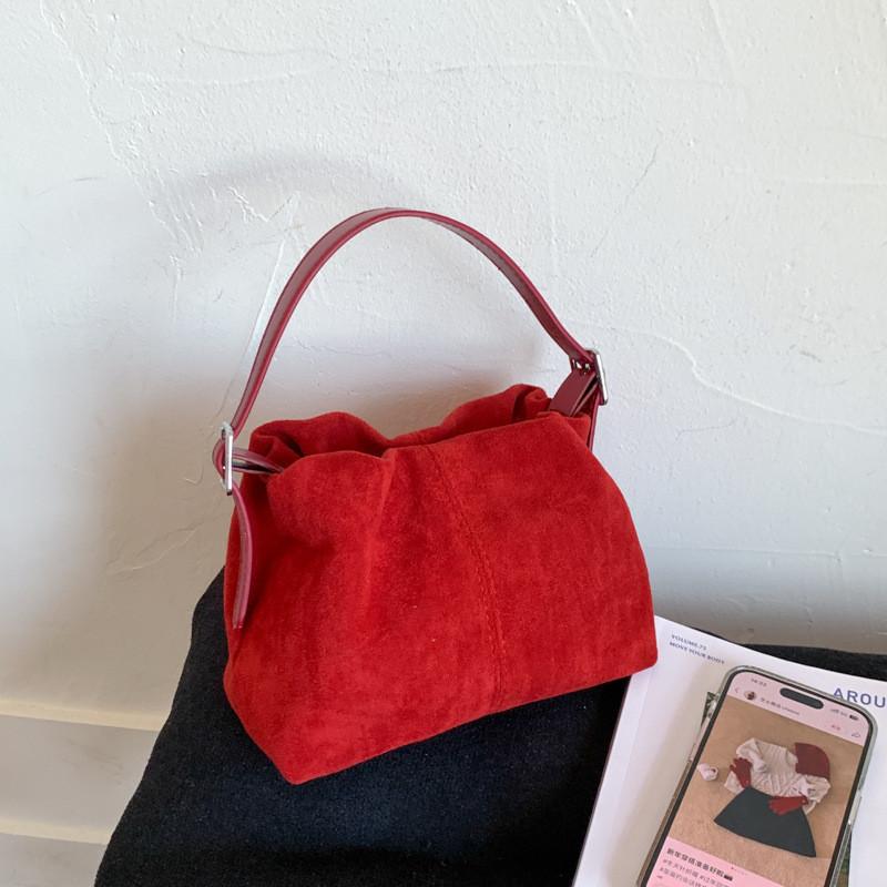 Small Shoulder Bag In Suede Material With Inner Phone Pocket For Fashionable Outings
