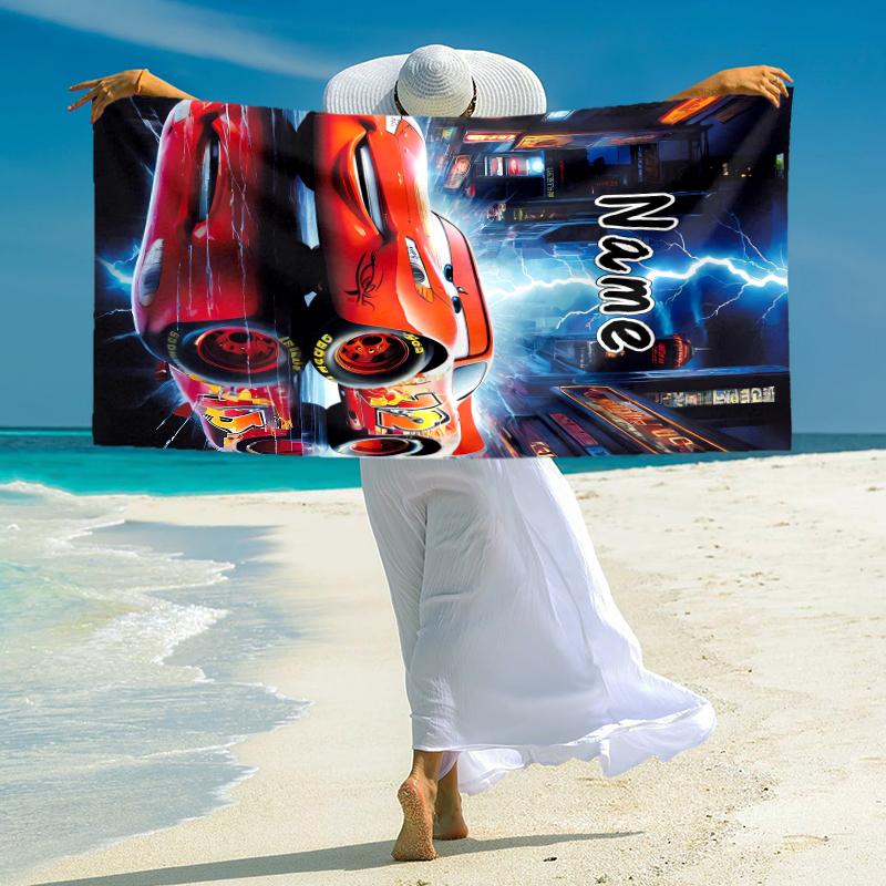 Personalized McQueen's Race Day Beach Towel Microfiber Beach Towel Thin Absorbent for Beach Swimming Yoga Bath Sports. 0910435