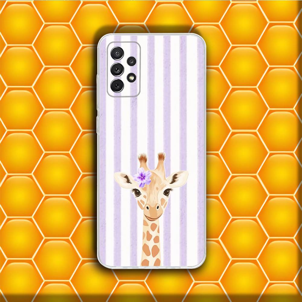 Phone Case Silicone For Samsung S30,23,21,22,20 FE lite,S10,9,PIus Note20ultra Striped Background Giraffe Soft Transparent