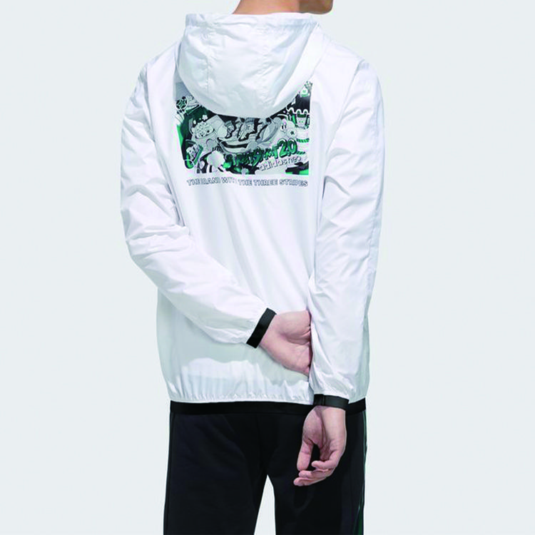 Adidas Neo Branded Windbreaker With Hood And Long Sleeves Men Outerwear White GK5869