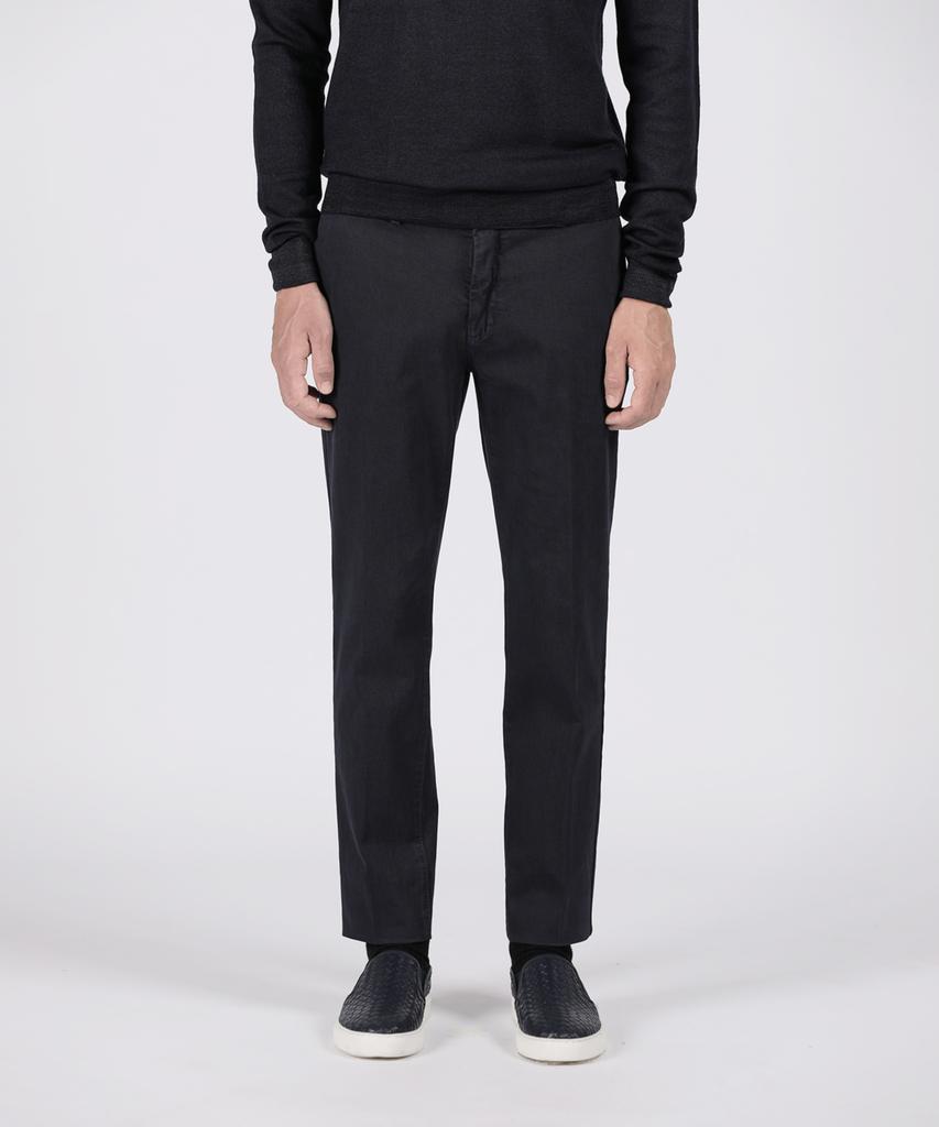 PANICALE Navy Slim Fit Dyed Cotton Pants F-Icpt52