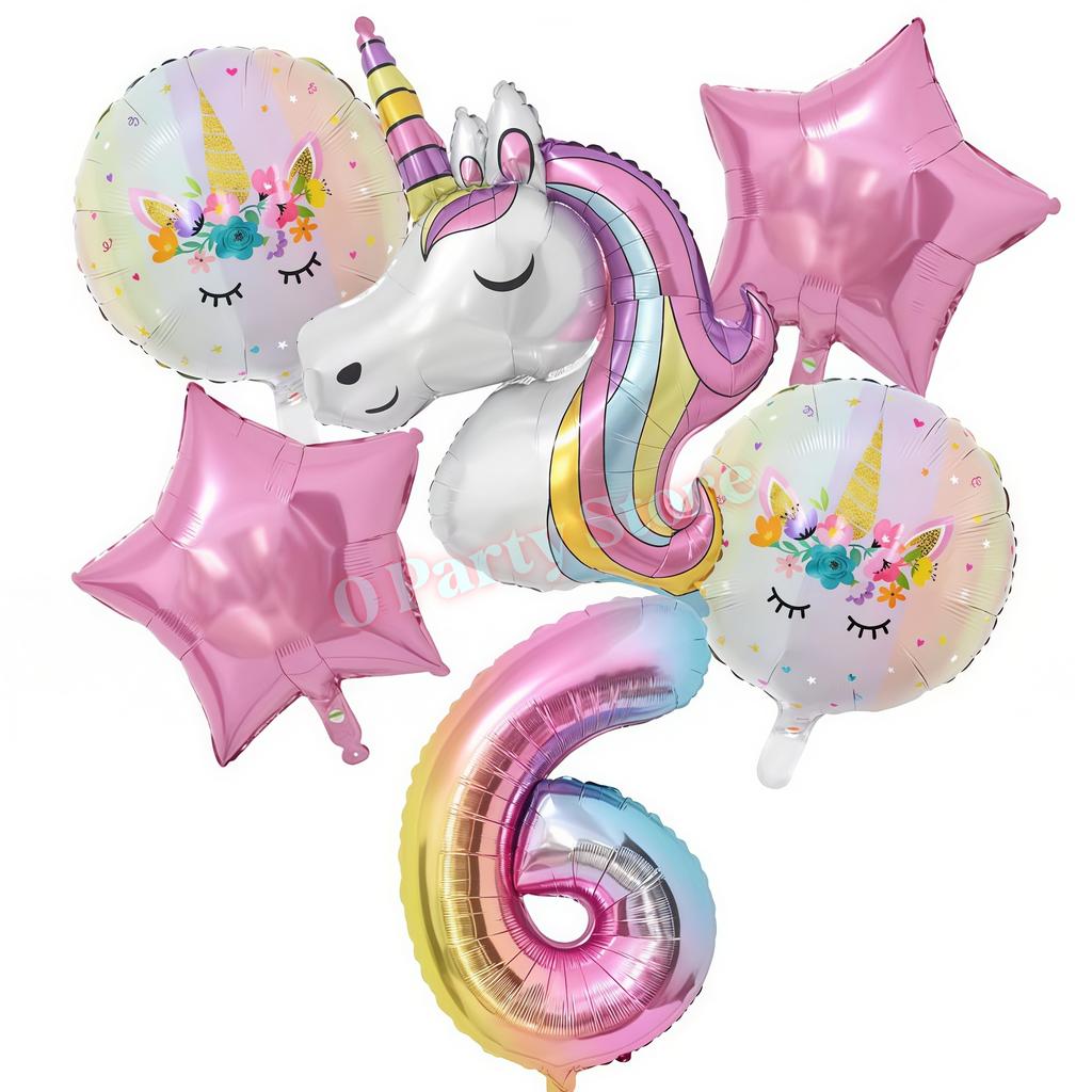 Rainbow Unicorn Aluminum Balloon Girls Birthday Party Decoration Gradient Number Balloon Party Decor Supplies Baby Shower Globos