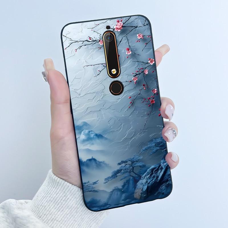 Custodia Carina Per Nokia 6.1/Nokia 6.1 Plus/Nokia X6/Nokia6 Guscio Stampato Cover Protettiva Morbido Silicone Cartone Animato Nera Custodia