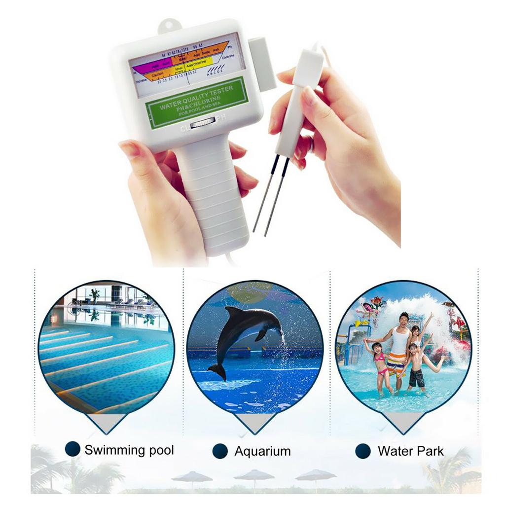 PH CL2 Chlorine Tester Digital Water Quality Monitor for Pool Spa PH Meter FB(No Battery)