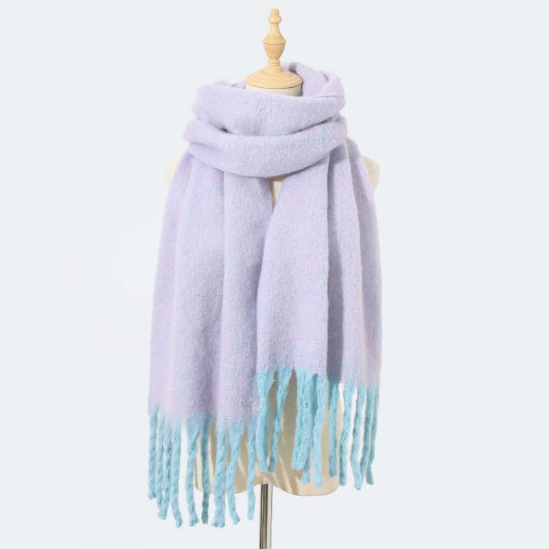 Faux Mohair Thick Knit Scarf Soft Warm Solid Color Women Men Fashion Casual Winter