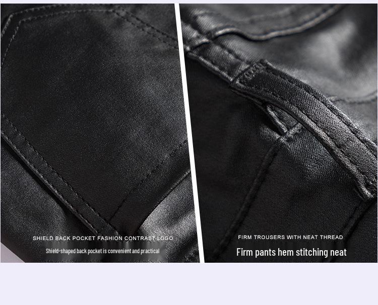 Women's High-Waist Matte Leather Skinny Pants - Elastic, Slimming, Plus Velvet, Autumn/Winter 2025.