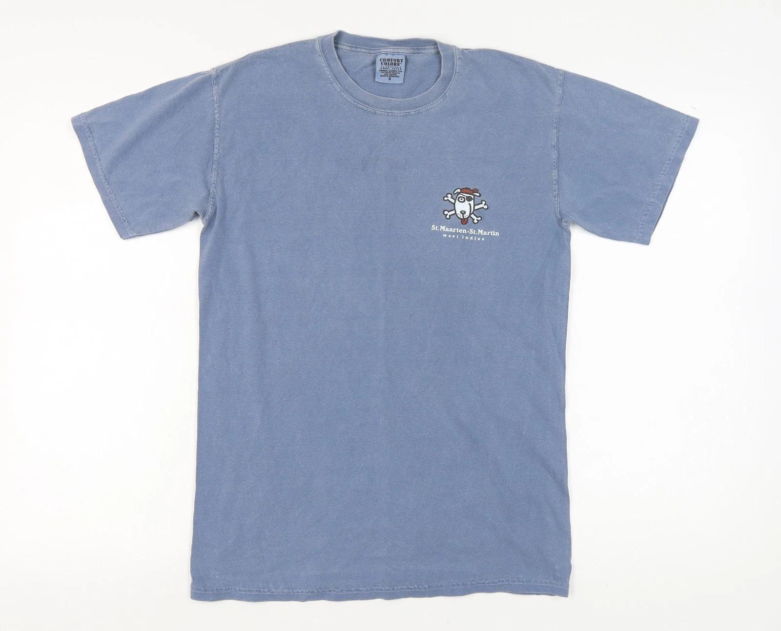 Comfort Colors Men s Blue Graphic Print T-Shirt Size S L