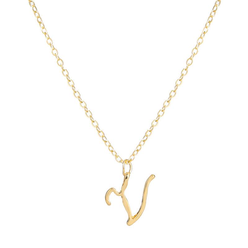 Elegant 26-Letter Uppercase Pendant Necklace: Simple and Fashionable European-American Clavicle Chain with Niche Design