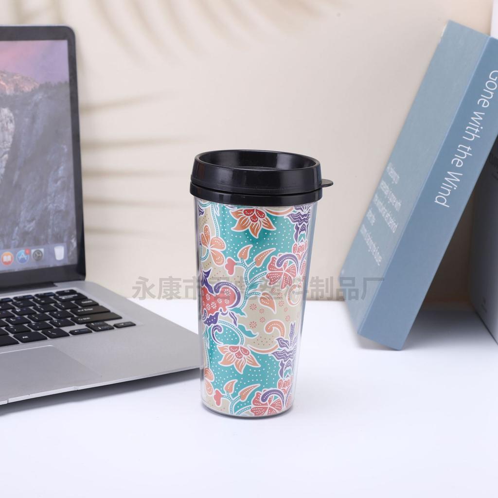 Water bottle stainless steel coffee cup double layer plastic cup portable outdoor car cup water cup hand cup thermos cup