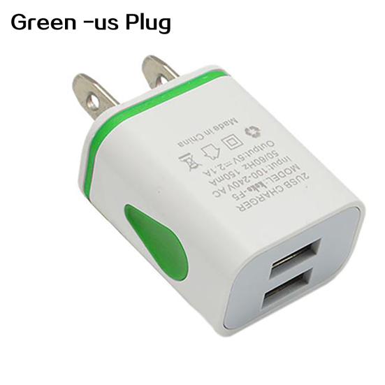 Dual USB Ports 5V 2.1A US/EU LED Light Plug Wall Home Travel Charger