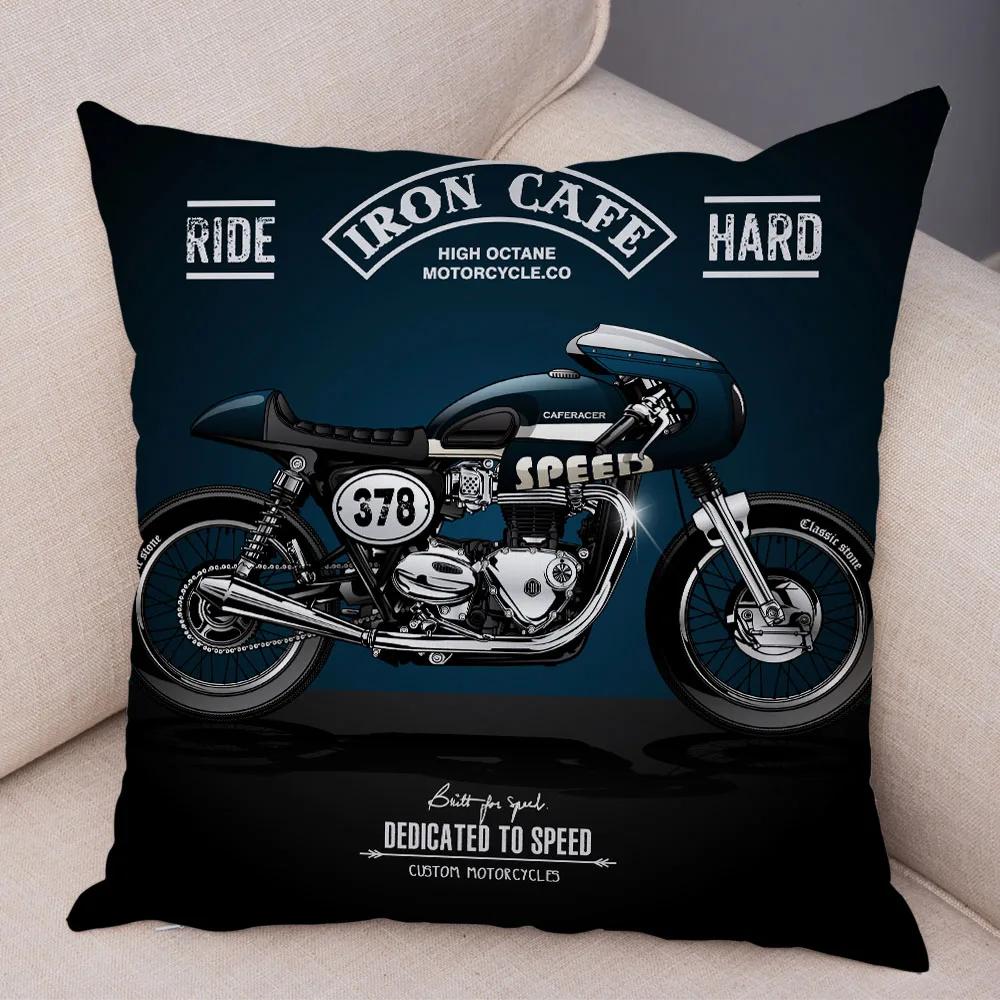 Super Soft Plush Cushion Cover 45x45cm Cartoon Motorcycle Pillowcase Decor Car Printed Pillow Case for Home Sofa Children Room