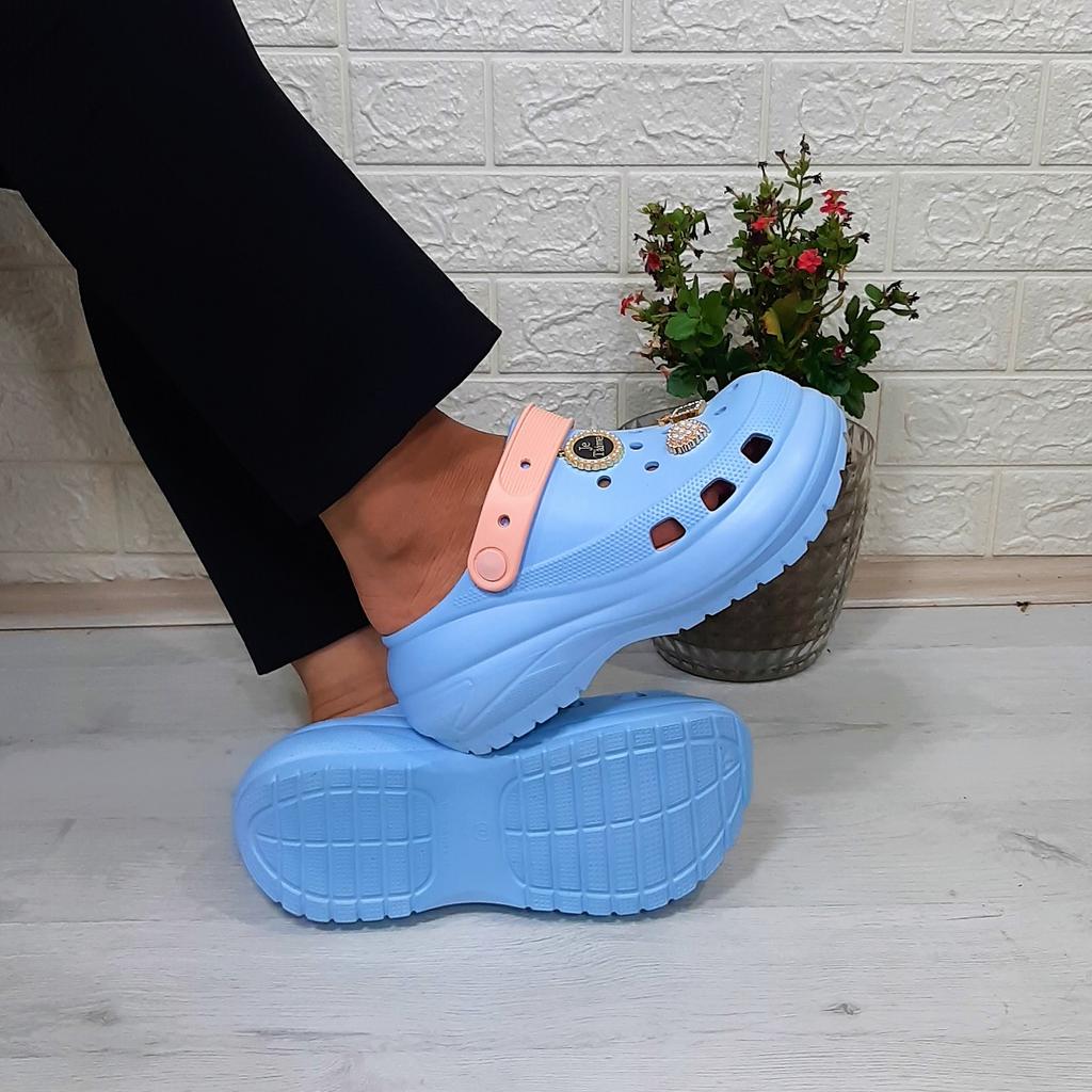 Sonimix 16001 Baby Blue-Powder Thick Soled Stone Crks Women's Slippers