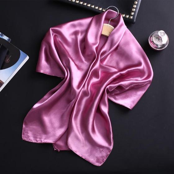90cm Solid Colors Neckerchief Hijab Scarf For Women Soft Satin Headband Hair Scarves Female Square Shawls Head Scarfs For Ladies