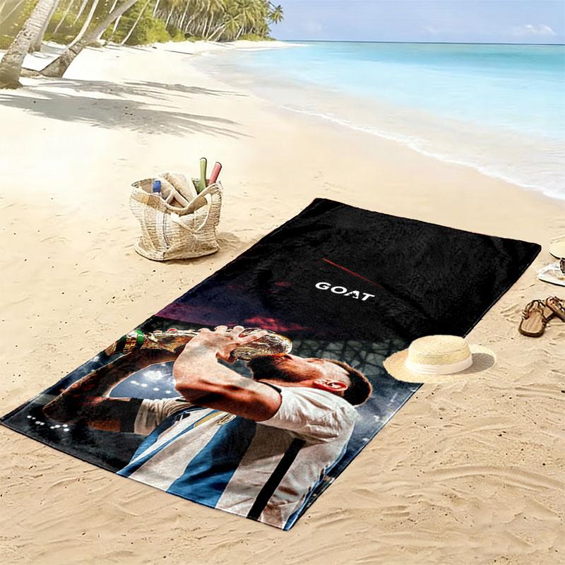 Messi Flame Print Beach Towel, Large Soft Quick Dry Towel for Beach Camping Swimming