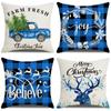 Linen Pillowcase Merry Christmas Simple Plaid Christmas Pillowcase Cushion Cover Home Soft Decoration Cushion Cover