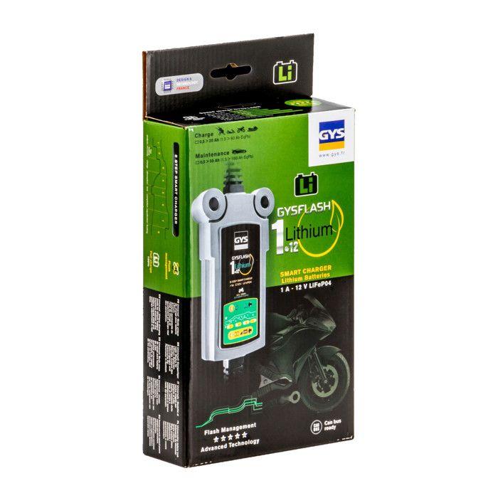 Chargeur de batterie - gys - gysflash lithium 1.12 - 12v - 1a - compatible motos