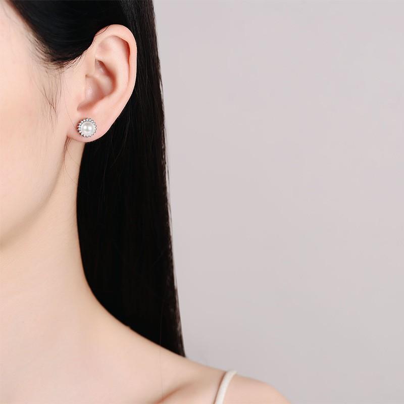 Sterling Moissanite Pearl Earrings Sunflower Drop Women Minimalist Elegant Fashion Jewelry