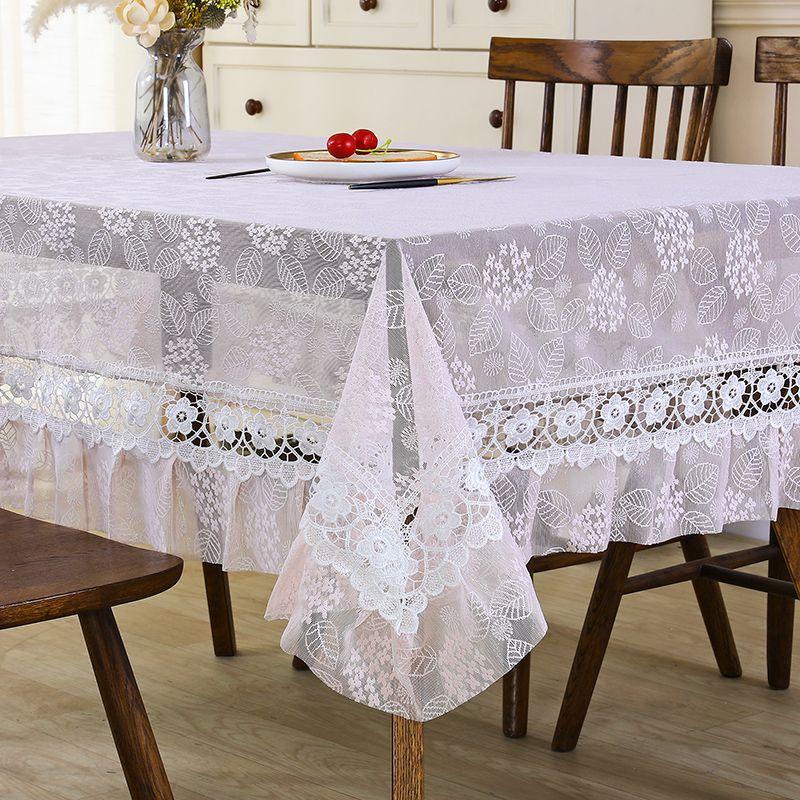 

Элегантная французская белая кружевная скатерть - прямоугольная, полиэстер, моющийся, ажурный дизайн, подходит для украшения ресторана и гостиной 110 * 160 rectangle
