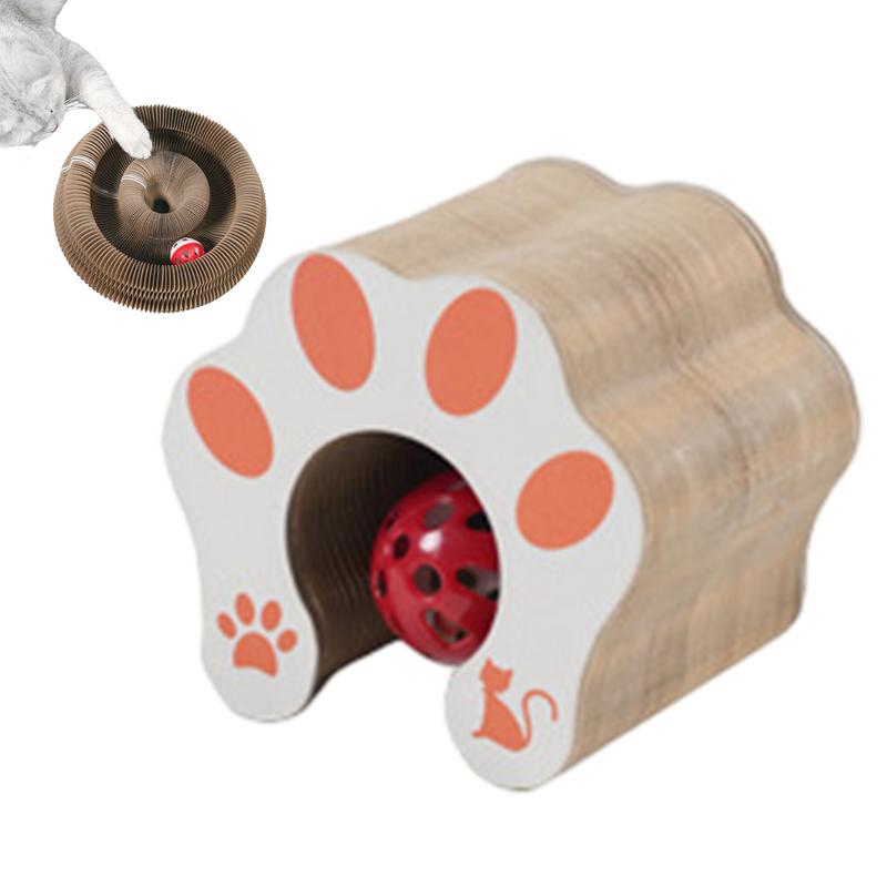 Kreatives Katzenkratzbrett Haustierbedarf Krallenschleifbrett Rollende Kugel Katzenspielzeug Faltbares Magisches Akkordeon-Spielzeug