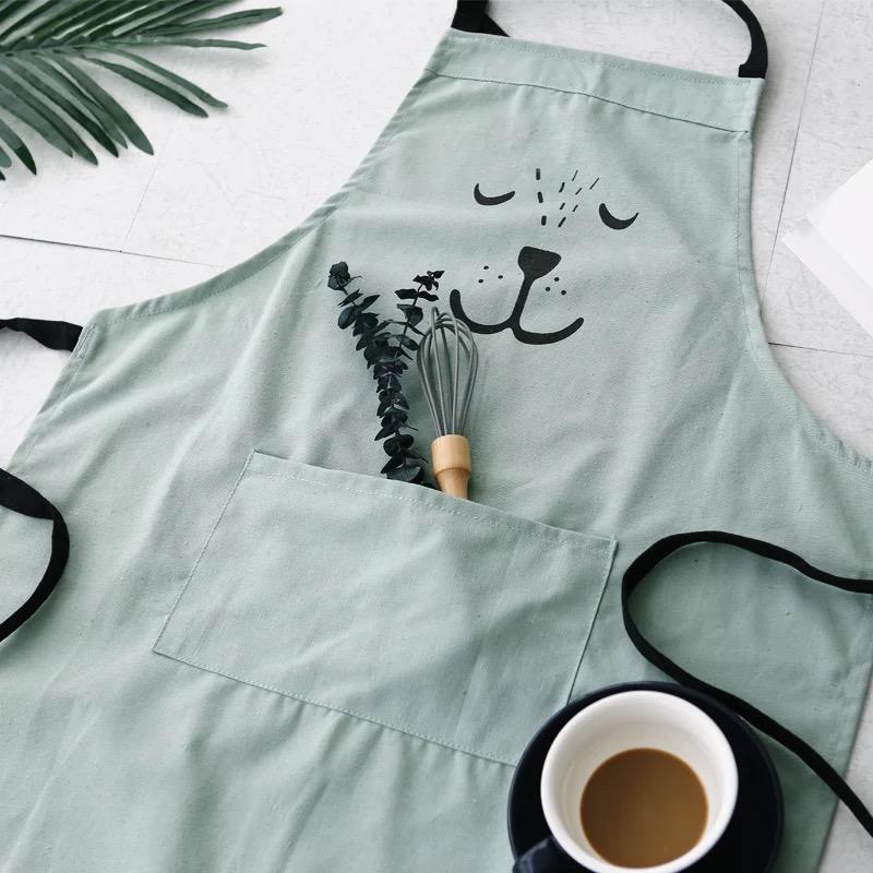 Cartoon Bear Kids Adult Aprons Woman Kitchen Apron BBQ Bib Baking Parent Child Painting Interest Class Apron Home Cleaning Tools