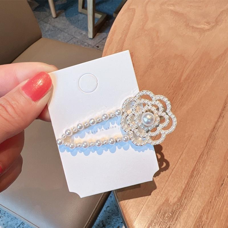 

Заколка для волос в корейском стиле, камелия со стразами и жемчугом, боковая заколка-уточка, заколка для женской челки