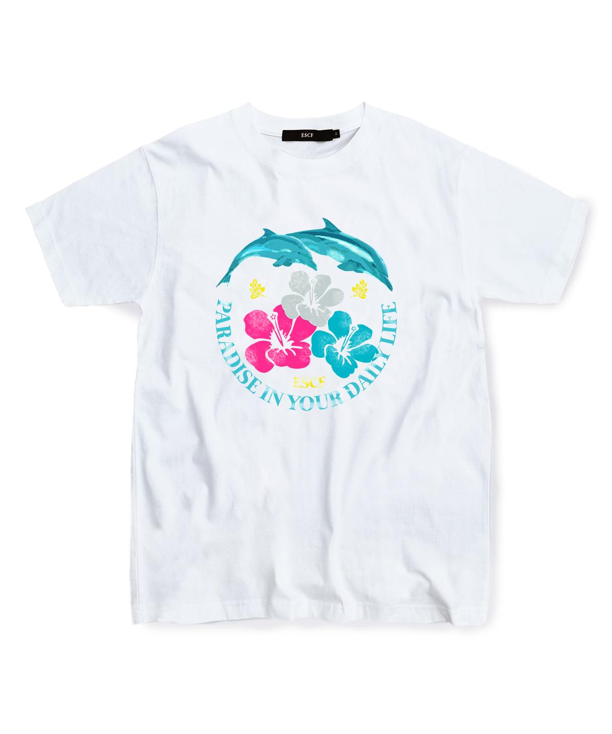 Escape From Dolphin Paradise Print T-Shirt White S